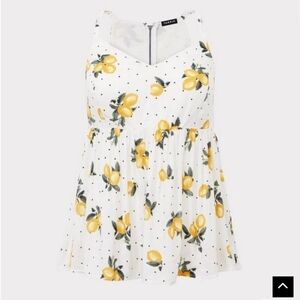 Torrid White Lemon Print Tank Top